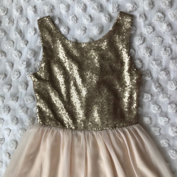 Gold Sequin Skater Dress - Picture 3 of 5
